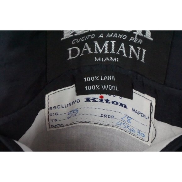 Kiton Navy Blue Striped 100% Wool 2 Pc Suit Jacket Pants Sz 49L Made in Italy - Picture 9 of 11